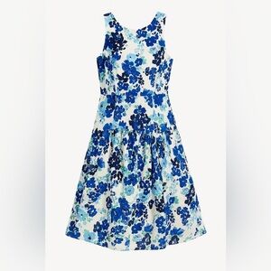 Tanya Taylor blue green floral sleeveless a line midi dress